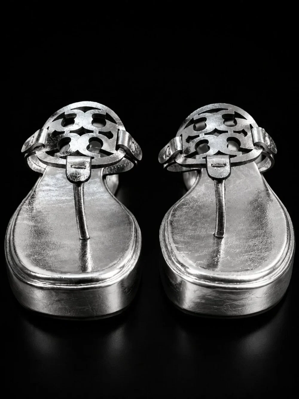 TORY BURCH MILLER 25MM WEDGE SANDAL CRINKLE METALLIC